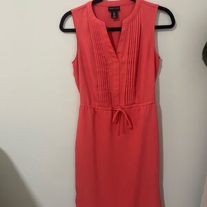 Adrienne Vittadini Coral Sleeveless Pintuck Drawstring Midi Dress